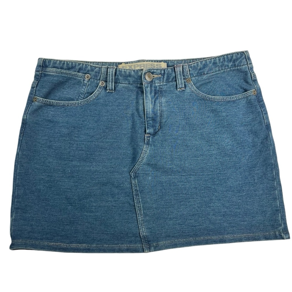 Express Vintage Y2K Stretch Denim Low Rise Mall Goth Micro Mini Skirt Size 5/6